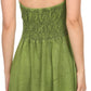 Sakkas Jia Stonewashed Embroidered Handkerchief Hem Halter Dress With Beads