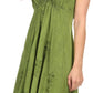 Sakkas Jia Stonewashed Embroidered Handkerchief Hem Halter Dress With Beads