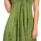 Sakkas Jia Stonewashed Embroidered Handkerchief Hem Halter Dress With Beads