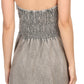 Sakkas Jia Stonewashed Embroidered Handkerchief Hem Halter Dress With Beads