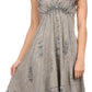 Sakkas Jia Stonewashed Embroidered Handkerchief Hem Halter Dress With Beads