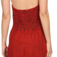 Sakkas Jia Stonewashed Embroidered Handkerchief Hem Halter Dress With Beads