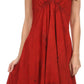 Sakkas Jia Stonewashed Embroidered Handkerchief Hem Halter Dress With Beads