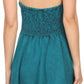 Sakkas Jia Stonewashed Embroidered Handkerchief Hem Halter Dress With Beads