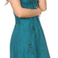 Sakkas Jia Stonewashed Embroidered Handkerchief Hem Halter Dress With Beads