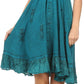 Sakkas Jia Stonewashed Embroidered Handkerchief Hem Halter Dress With Beads