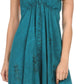 Sakkas Jia Stonewashed Embroidered Handkerchief Hem Halter Dress With Beads