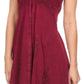 Sakkas Jia Stonewashed Embroidered Handkerchief Hem Halter Dress With Beads
