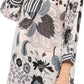 Sakkas Abril Long Sleeve Cotton Tunic Blouse Top With Printed Floral Pattern