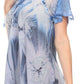 Sakkas Taylay Ombre Tie Dye Batik Long Embroidered Corset Neck Blouse Shirt Top