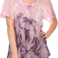 Sakkas Taylay Ombre Tie Dye Batik Long Embroidered Corset Neck Blouse Shirt Top