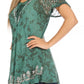 Sakkas Ash Speckled Tiedye Embroidered Cap Sleeve Blouse Top With Embroidery Hems