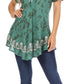 Sakkas Ash Speckled Tiedye Embroidered Cap Sleeve Blouse Top With Embroidery Hems