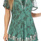 Sakkas Ash Speckled Tiedye Embroidered Cap Sleeve Blouse Top With Embroidery Hems