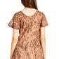 Sakkas Ash Speckled Tiedye Embroidered Cap Sleeve Blouse Top With Embroidery Hems