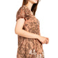 Sakkas Ash Speckled Tiedye Embroidered Cap Sleeve Blouse Top With Embroidery Hems
