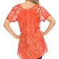 Sakkas Ash Speckled Tiedye Embroidered Cap Sleeve Blouse Top With Embroidery Hems