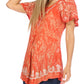 Sakkas Ash Speckled Tiedye Embroidered Cap Sleeve Blouse Top With Embroidery Hems