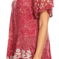 Sakkas Ash Speckled Tiedye Embroidered Cap Sleeve Blouse Top With Embroidery Hems
