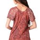 Sakkas Ash Speckled Tiedye Embroidered Cap Sleeve Blouse Top With Embroidery Hems