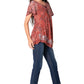 Sakkas Ash Speckled Tiedye Embroidered Cap Sleeve Blouse Top With Embroidery Hems