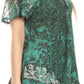Sakkas Ash Speckled Tiedye Embroidered Cap Sleeve Blouse Top With Embroidery Hems