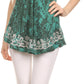 Sakkas Ash Speckled Tiedye Embroidered Cap Sleeve Blouse Top With Embroidery Hems