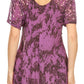 Sakkas Ash Speckled Tiedye Embroidered Cap Sleeve Blouse Top With Embroidery Hems