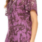 Sakkas Ash Speckled Tiedye Embroidered Cap Sleeve Blouse Top With Embroidery Hems