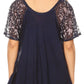 Sakkas Ash Speckled Tiedye Embroidered Cap Sleeve Blouse Top With Embroidery Hems