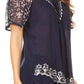 Sakkas Ash Speckled Tiedye Embroidered Cap Sleeve Blouse Top With Embroidery Hems