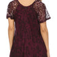 Sakkas Ash Speckled Tiedye Embroidered Cap Sleeve Blouse Top With Embroidery Hems