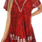 Sakkas Ash Speckled Tiedye Embroidered Cap Sleeve Blouse Top With Embroidery Hems