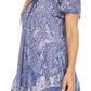 Sakkas Ash Speckled Tiedye Embroidered Cap Sleeve Blouse Top With Embroidery Hems