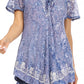 Sakkas Ash Speckled Tiedye Embroidered Cap Sleeve Blouse Top With Embroidery Hems