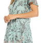 Sakkas Ash Speckled Tiedye Embroidered Cap Sleeve Blouse Top With Embroidery Hems