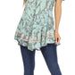 Sakkas Ash Speckled Tiedye Embroidered Cap Sleeve Blouse Top With Embroidery Hems
