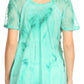 Sakkas Hana Tie Dye Relaxed Fit Embroidery Cap Sleeves Peasant Batik Blouse / Top