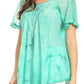 Sakkas Hana Tie Dye Relaxed Fit Embroidery Cap Sleeves Peasant Batik Blouse / Top