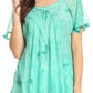 Sakkas Hana Tie Dye Relaxed Fit Embroidery Cap Sleeves Peasant Batik Blouse / Top
