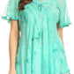 Sakkas Hana Tie Dye Relaxed Fit Embroidery Cap Sleeves Peasant Batik Blouse / Top