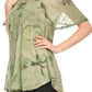 Sakkas Hana Tie Dye Relaxed Fit Embroidery Cap Sleeves Peasant Batik Blouse / Top