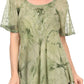 Sakkas Hana Tie Dye Relaxed Fit Embroidery Cap Sleeves Peasant Batik Blouse / Top