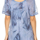 Sakkas Hana Tie Dye Relaxed Fit Embroidery Cap Sleeves Peasant Batik Blouse / Top