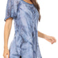 Sakkas Hana Tie Dye Relaxed Fit Embroidery Cap Sleeves Peasant Batik Blouse / Top