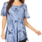 Sakkas Hana Tie Dye Relaxed Fit Embroidery Cap Sleeves Peasant Batik Blouse / Top