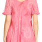 Sakkas Hana Tie Dye Relaxed Fit Embroidery Cap Sleeves Peasant Batik Blouse / Top