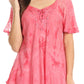 Sakkas Hana Tie Dye Relaxed Fit Embroidery Cap Sleeves Peasant Batik Blouse / Top