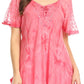 Sakkas Hana Tie Dye Relaxed Fit Embroidery Cap Sleeves Peasant Batik Blouse / Top