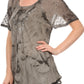 Sakkas Hana Tie Dye Relaxed Fit Embroidery Cap Sleeves Peasant Batik Blouse / Top